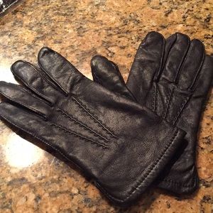 Black leather gloves